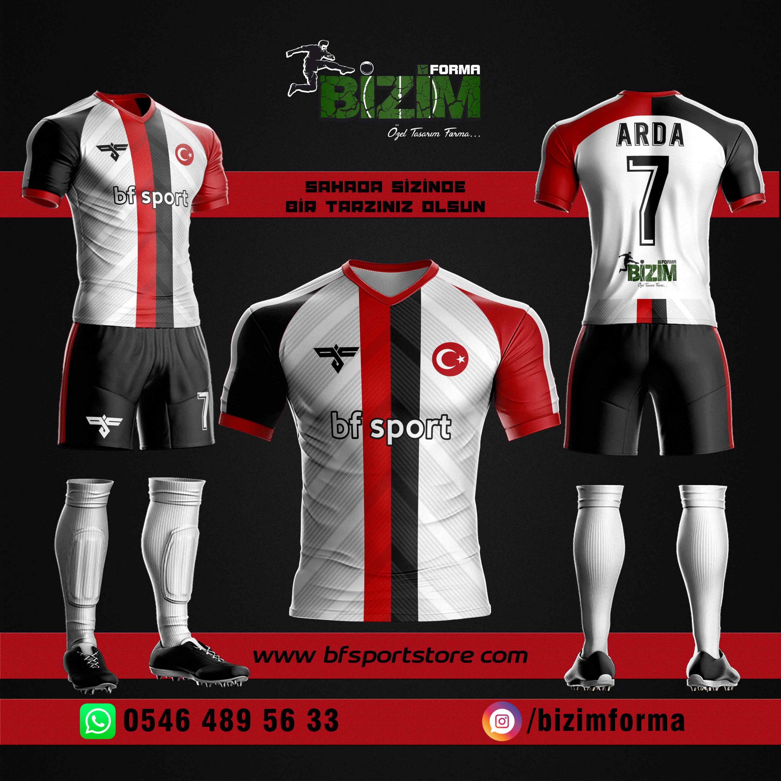beyaz-kirmizi-siyah-şeritli-çizgili-parçali-model-futbol-formasi